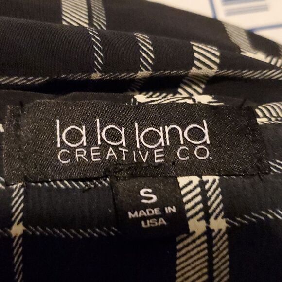 La La Land Creative Co Black & White Plaid Spaghetti Strap Dress - Size Small - Picture 4 of 5